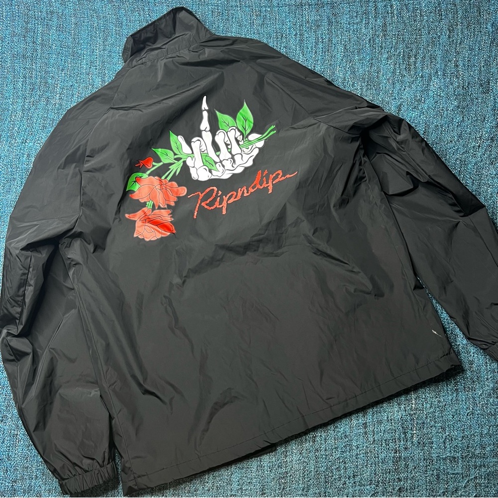 Rip n Dip Dead Roses Skeleton Jacket in Black Men's Size Small Middle Finger